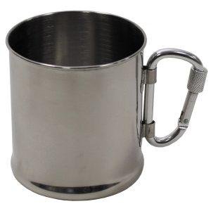 Nerūdijančio plieno puodelis su karabinu, pagamintas iš nerūdijančio plieno
