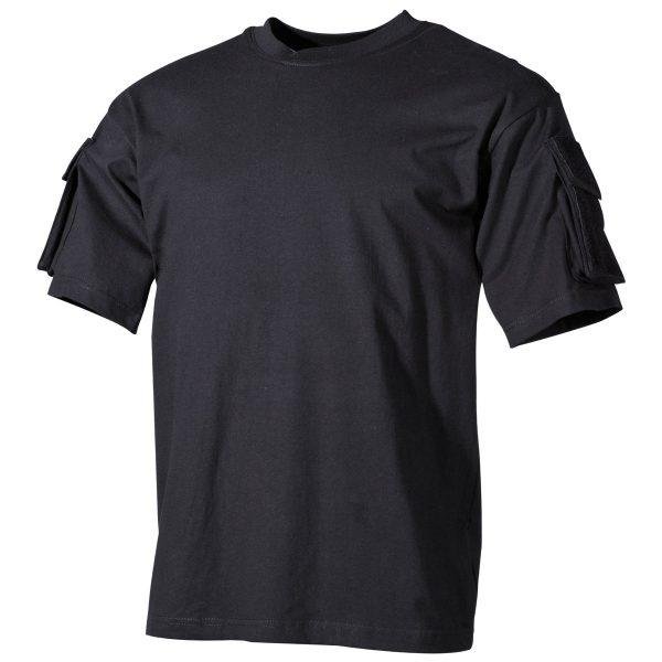 JAV marškinėliai, trumpomis rankovėmis, su rankovių kišenėmis, juodi
