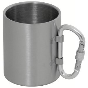 Nerūdijančio plieno puodelis su karabinu, dvisienis 300 ml