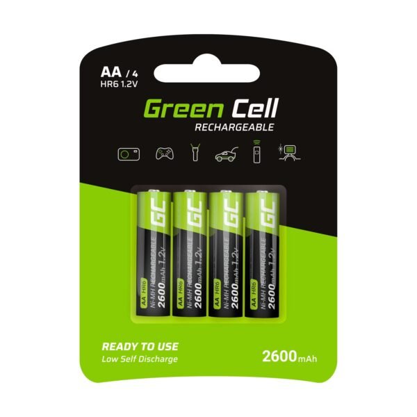 Įkraunamos baterijos AA Green Cell HR6/GR01 2600 mAh, 4vnt Apšvietimas ir elektronika 3