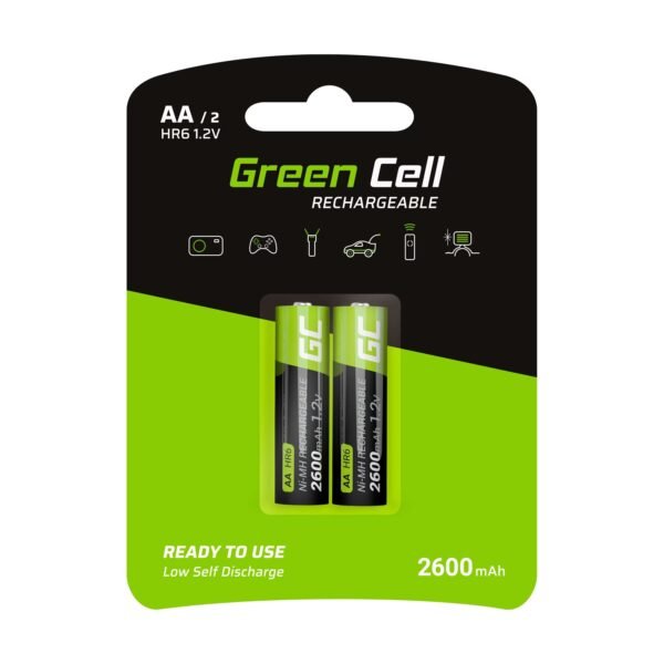 Įkraunamos baterijos AA Green Cell HR6/GR05 2600 mAh, 2vnt Apšvietimas ir elektronika 3