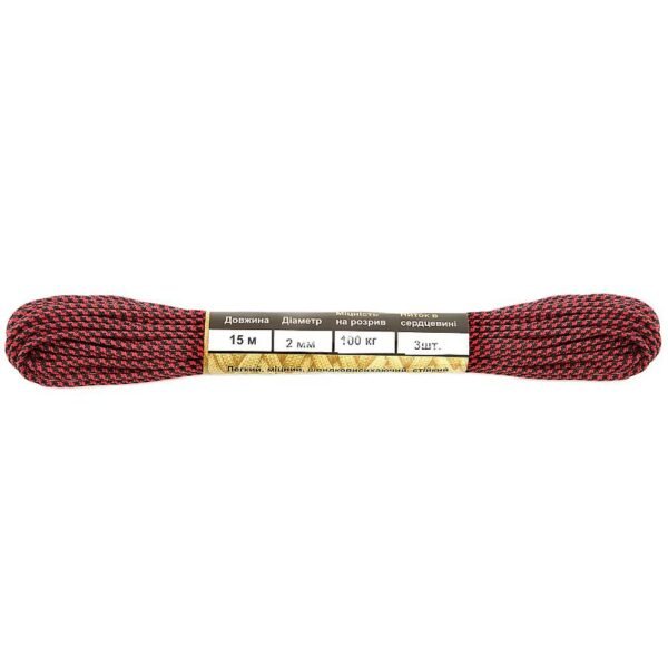 Paracord virvė M-Tac Minicord 15 M, juoda/raudona