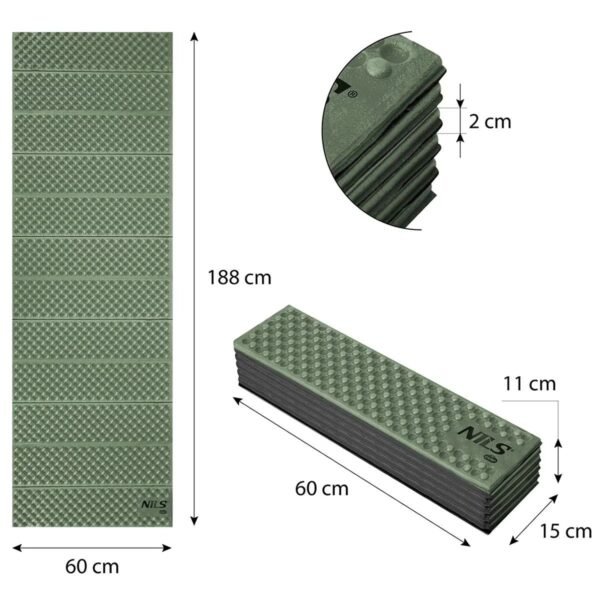 Sulankstomas kilimėlis Nils Camp NC1768, 188×60, žalias Kilimėliai 6