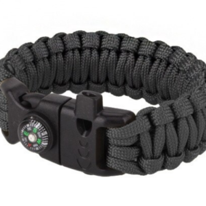Išgyvenimo apyrankė Paracord TM su kompasu, juoda