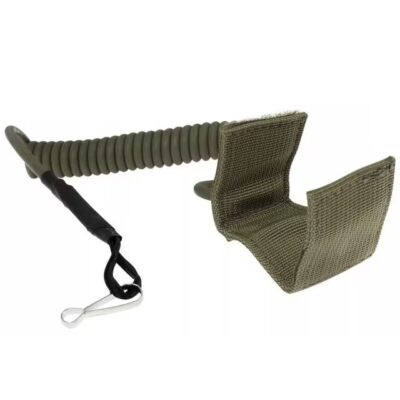 Pistoleto dirželis, spiralinis su karabinu, žalias Pistoleto dirželis, spiralinis su karabinu, žalias