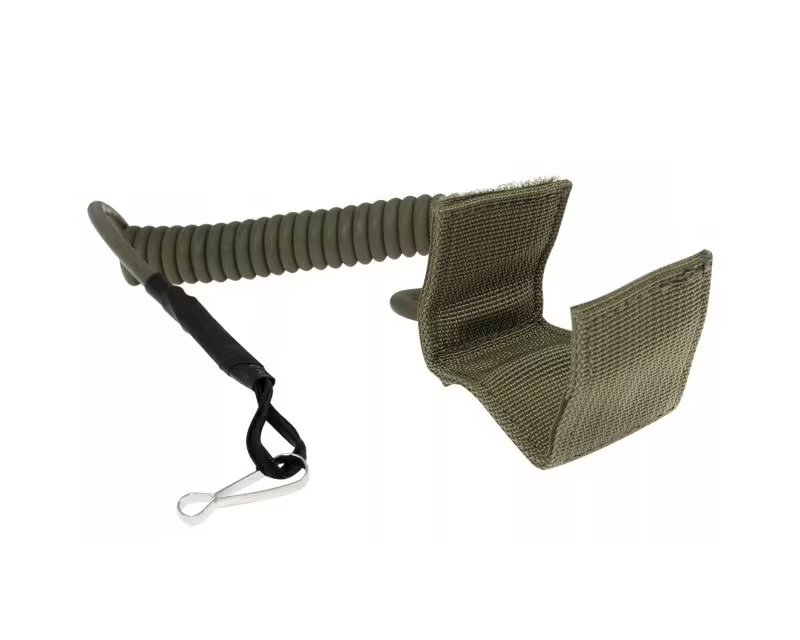 Pistoleto dirželis, spiralinis su karabinu, žalias