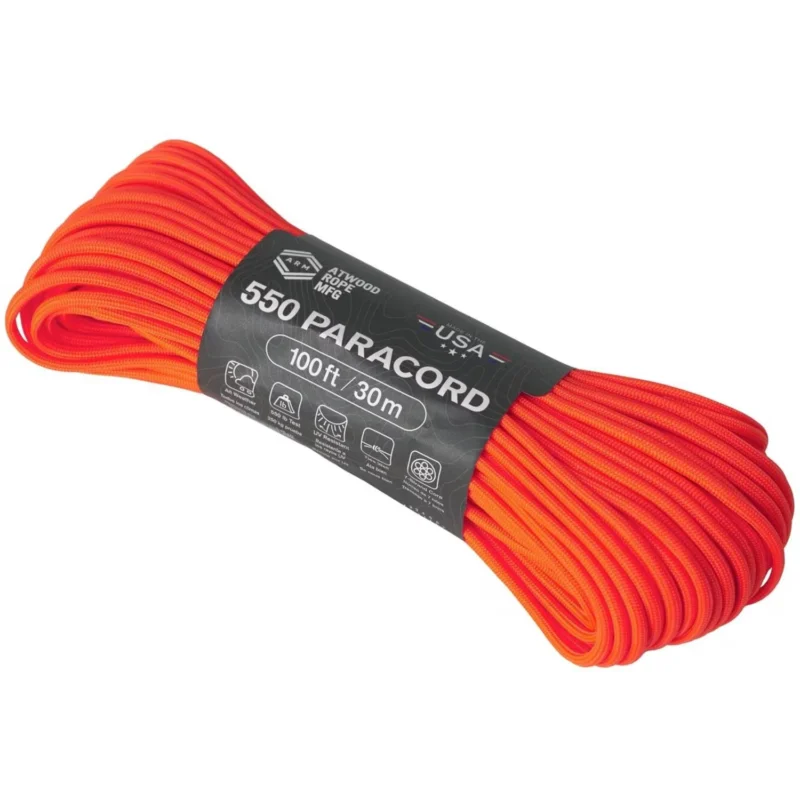 Paracord virvė Atwood Rope MFG 550 30M, Neon Orange