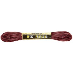 Paracord virvė M-Tac Minicord 15 M, juoda/raudona
