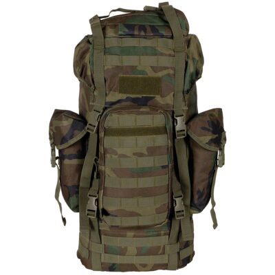 Kuprinė MFH BW Combat „MOLLE“, 65 L, su aliuminio strypu, woodland
