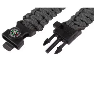 Išgyvenimo apyrankė Paracord TM su kompasu, juoda