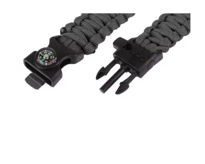 Išgyvenimo apyrankė Paracord TM su kompasu, juoda - Image 2