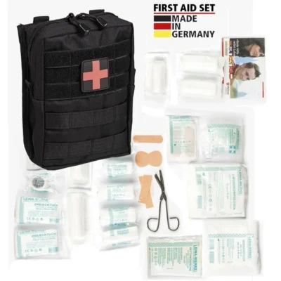 Pirmosios pagalbos rinkinys LEINA Large, 43 dalių, Mil-Tec, juodas