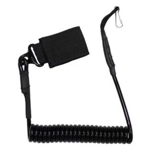 Pistoleto dirželis, spiralinis su karabinu, juodas Pistoleto dirželis, spiralinis su karabinu, juodas