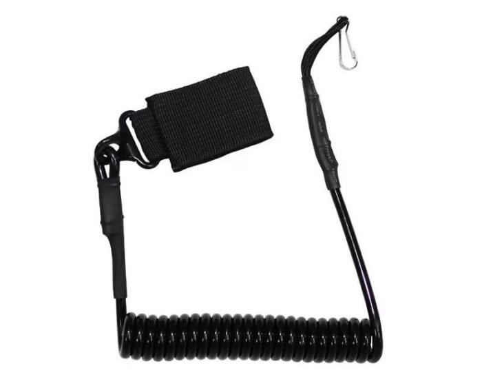 Pistoleto dirželis, spiralinis su karabinu, juodas - Image 2