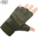 Taktinės pirštinės be pirštų "Protect", žalios - Image 2