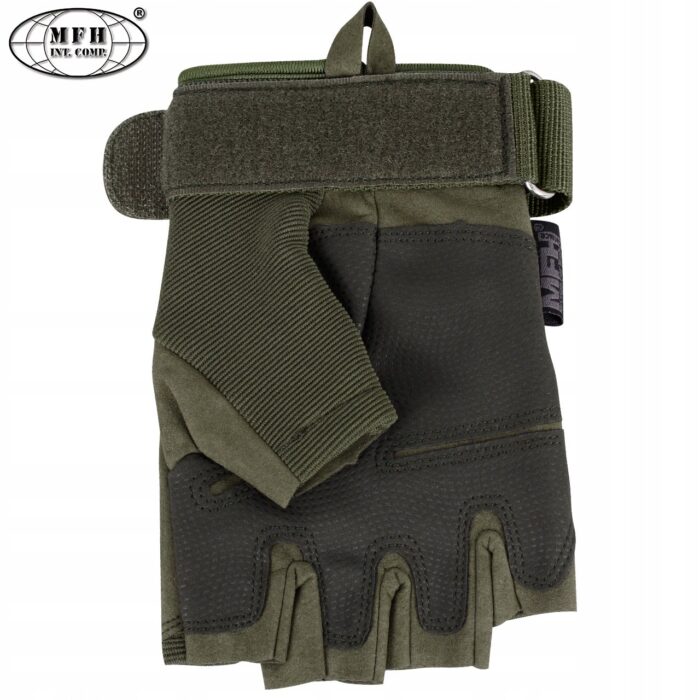 Taktinės pirštinės be pirštų "Protect", žalios - Image 9