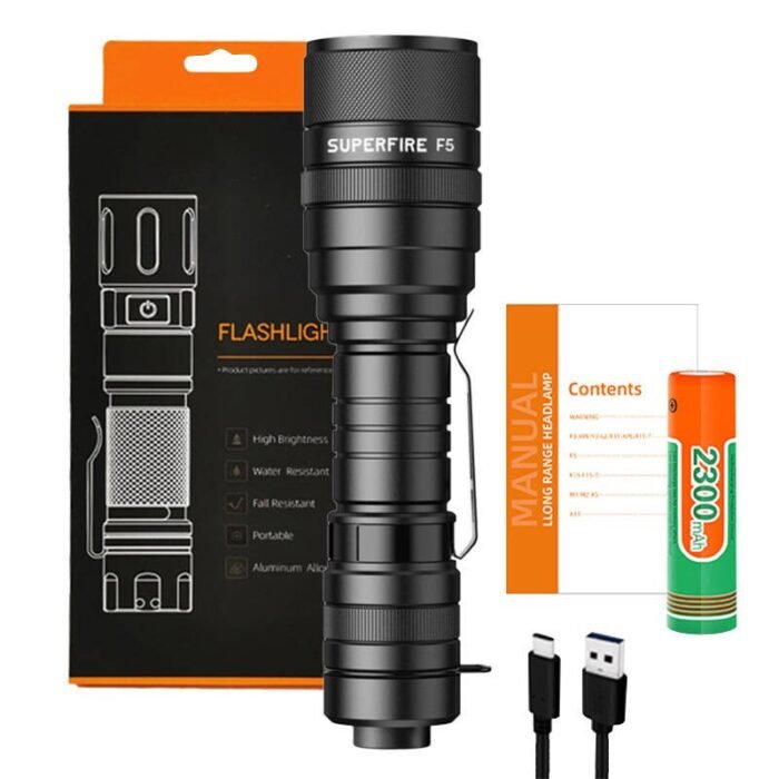 LED žibintuvėlis Superfire F5, 1100lm, USB - Image 6
