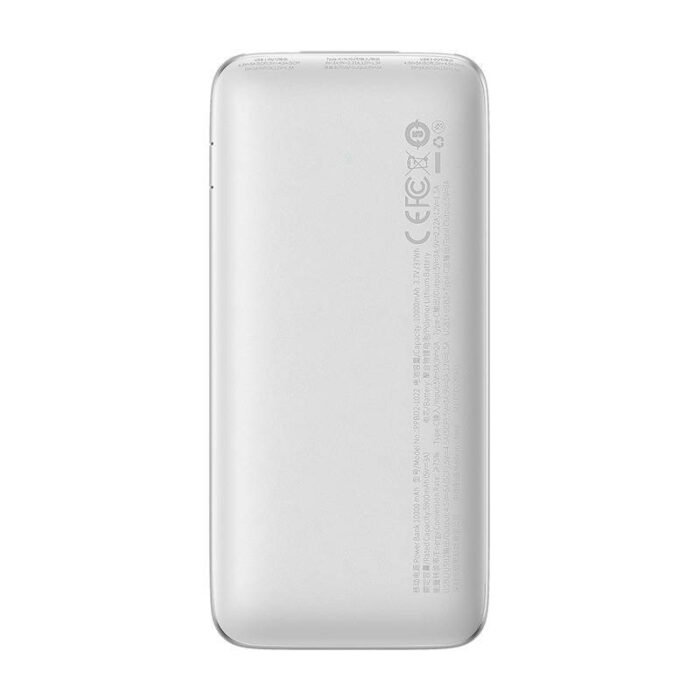 Išorinė baterija Powerbank Baseus Bipow Pro 10000mAh, 2xUSB, USB-C, 22.5W, balta - Image 3