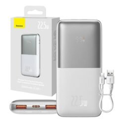 Išorinė baterija Powerbank Baseus Bipow Pro 10000mAh, 2xUSB, USB-C, 22.5W, balta