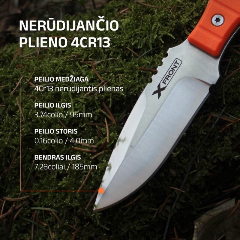 Peilis X FRONT Survivor, oranžinis