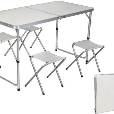 Sulankstomas turistinis stalas su kėdutėmis